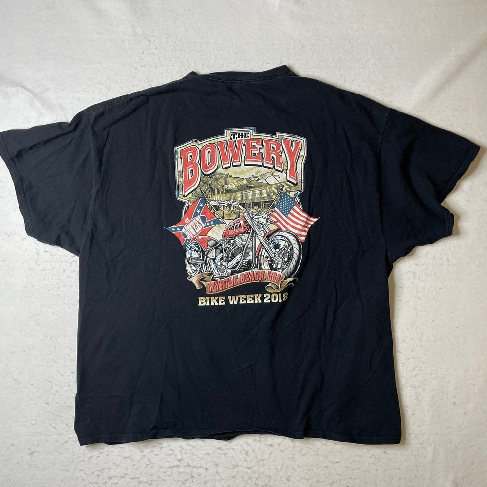 The Bowery T-Shirt Mens 3XL Black Bike Week 2018 Myrtle Beach Graphic Tee Short